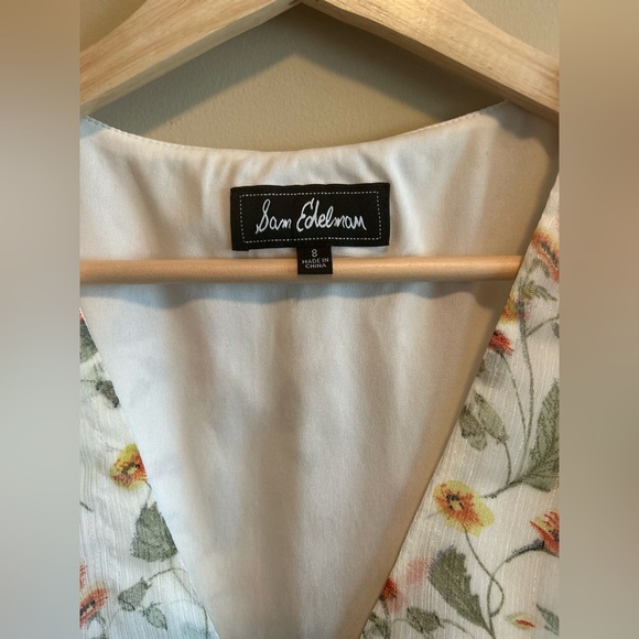 Sam Edelman Floral Dress, Ruched Waist, Cream color, Size 8 - Picture 5 of 10